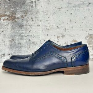 JOHN FLUEVOG Twin Turbine 837 Granville Brogue Leather Oxfords - Blue